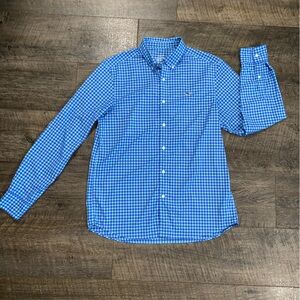 Vineyard Vines Performance Button Down Checkered Blue Shirt Med Preppy Classic